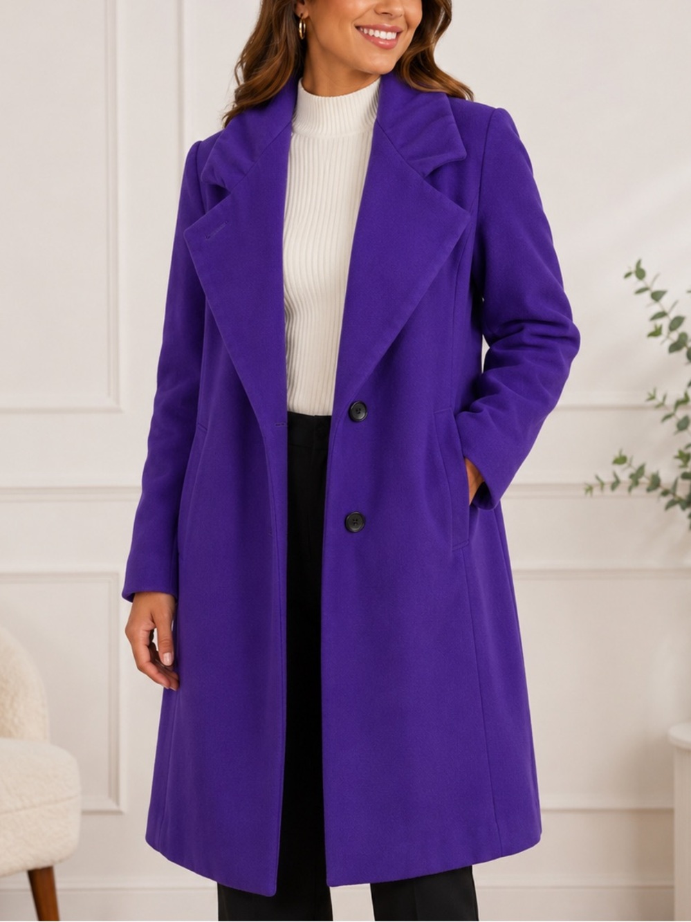 Adolfo Womens Vibrant Purple Trench Coat
